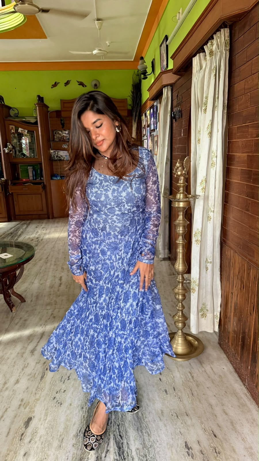 Blue handblock print kurtis