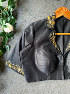 Black silk collar hand worked blouse