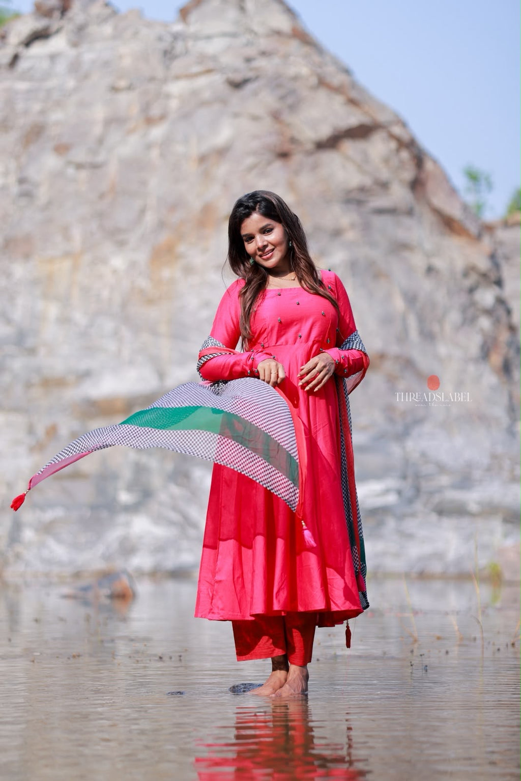 Pink silk embroidery salwar set
