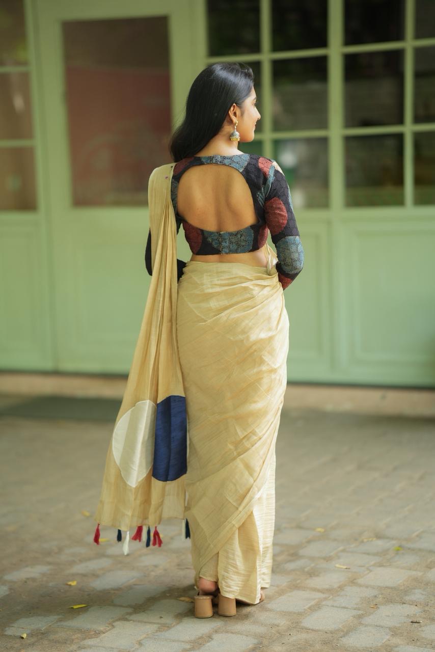 Black hakoba cotton Ajrak handblock print blouse (Only blouse)