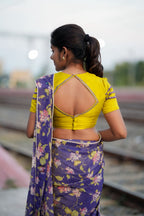 Lime yellow embroidery hand work blouse(only blouse)