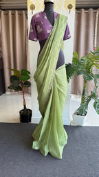 Parrot kota saree with lavender cotton blouse