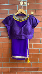 purple jewel neck hand worked blouse