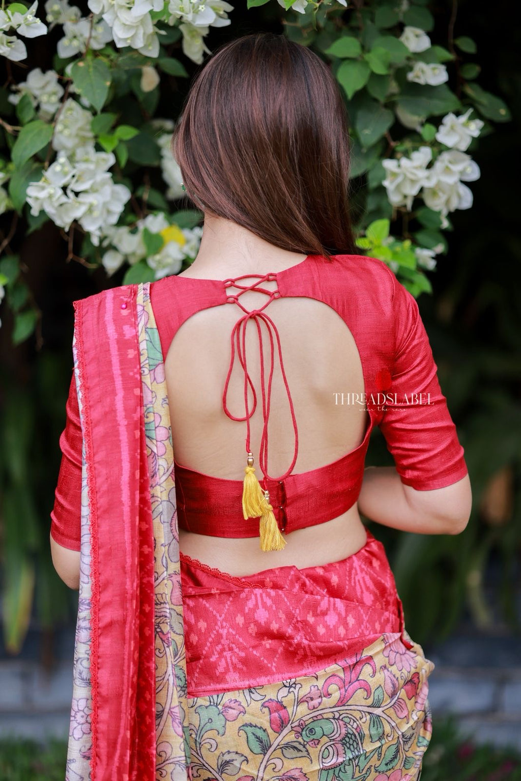 Fenu red kalamkari silk saree (only saree)