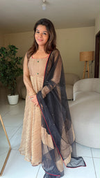 Gold tissue embroidery salwar set