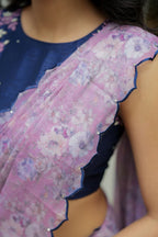 Midnight blue floral hand work blouse (only blouse)