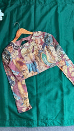 Brown kota kalamkari hand work blouse