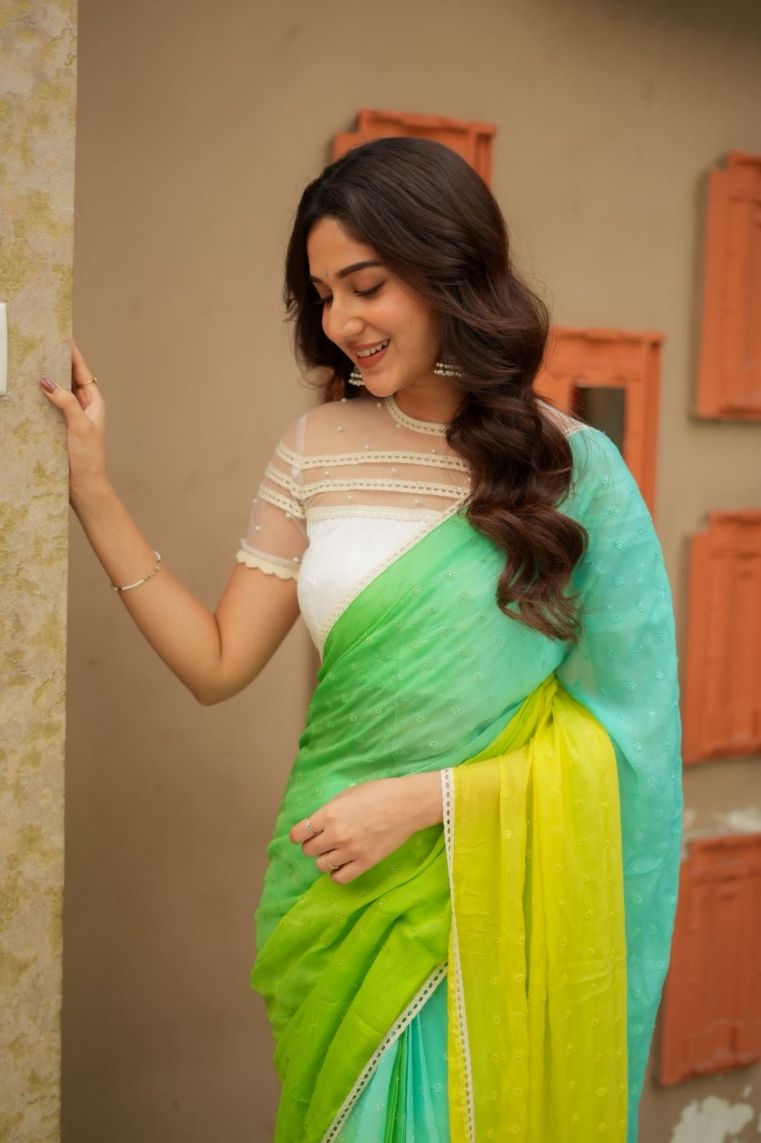 White embroidery hand work blouse(only blouse)