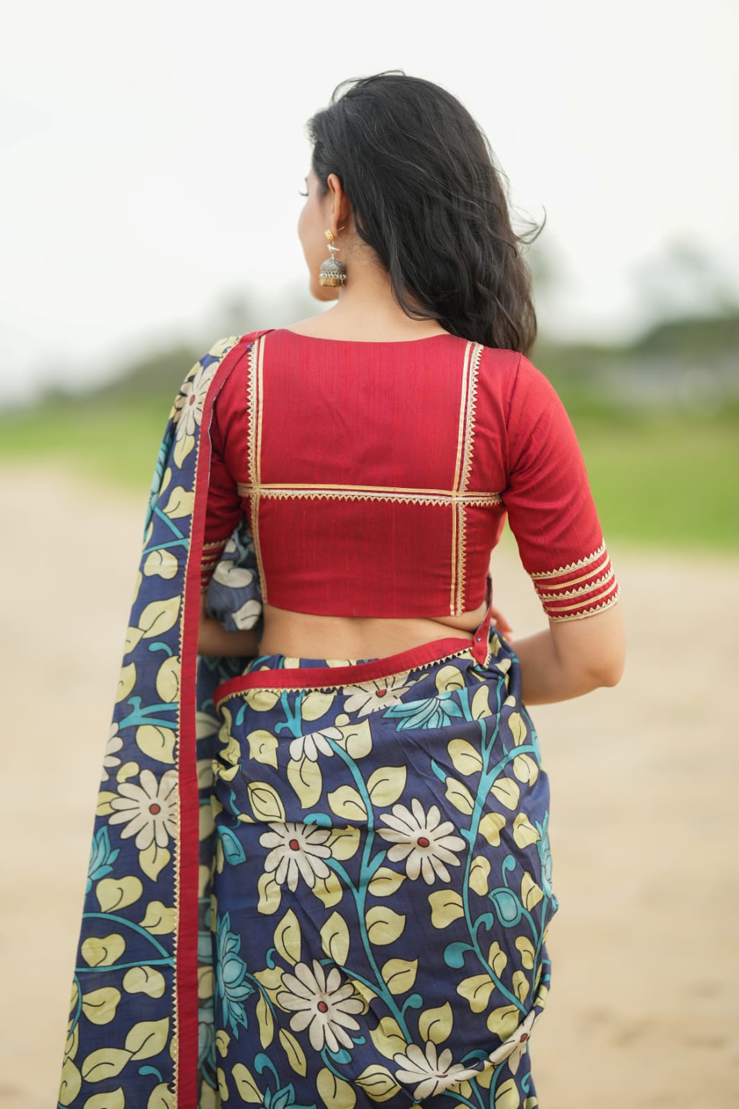 Maroon kota patti hand work blouse (only blouse)