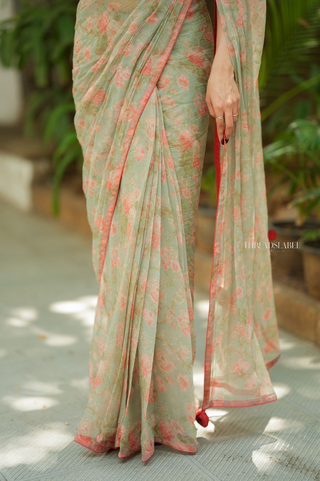 Red silk mirror hand work blouse (only blouse)