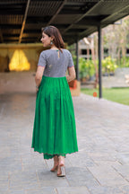 Grey green anarkali kurti set