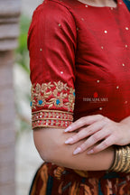 Maroon kalamkari handwork lehenga