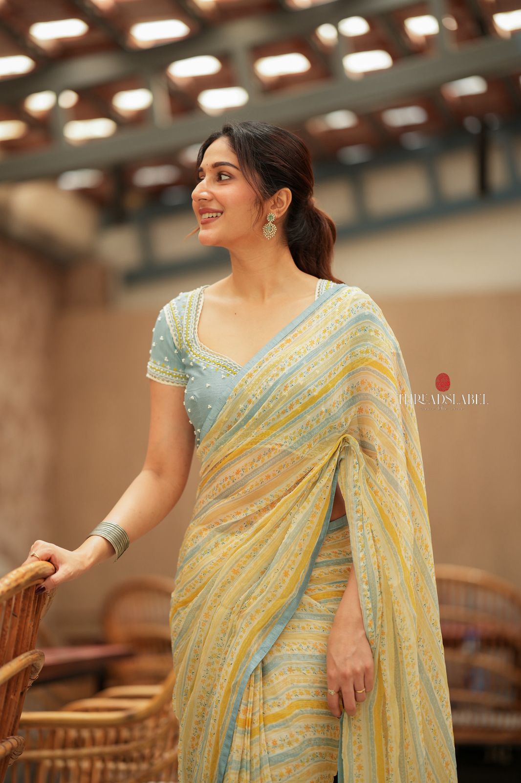 Dusty blue heavy hand work blouse (only blouse)