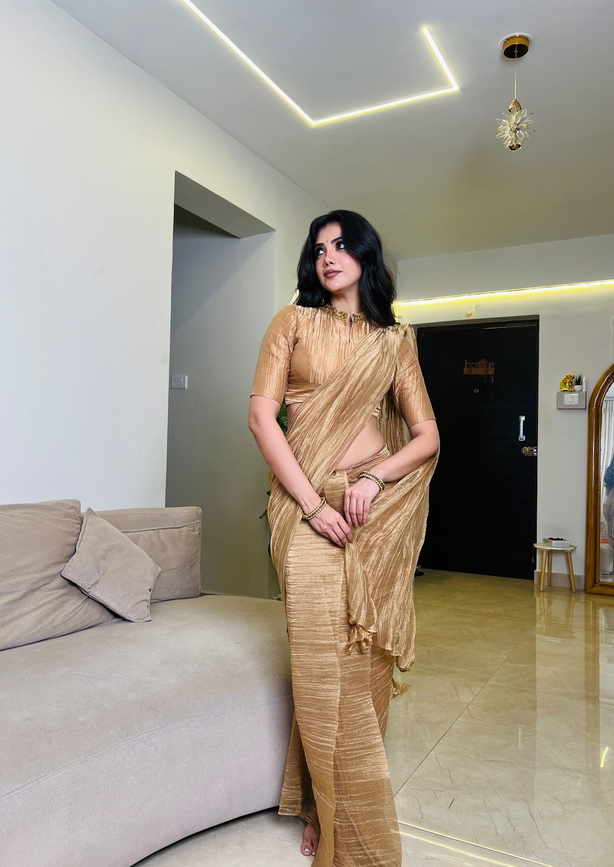Antique tissue saree with hand work blouse