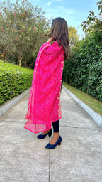 Black silk embroidery 3 piece kurti suit