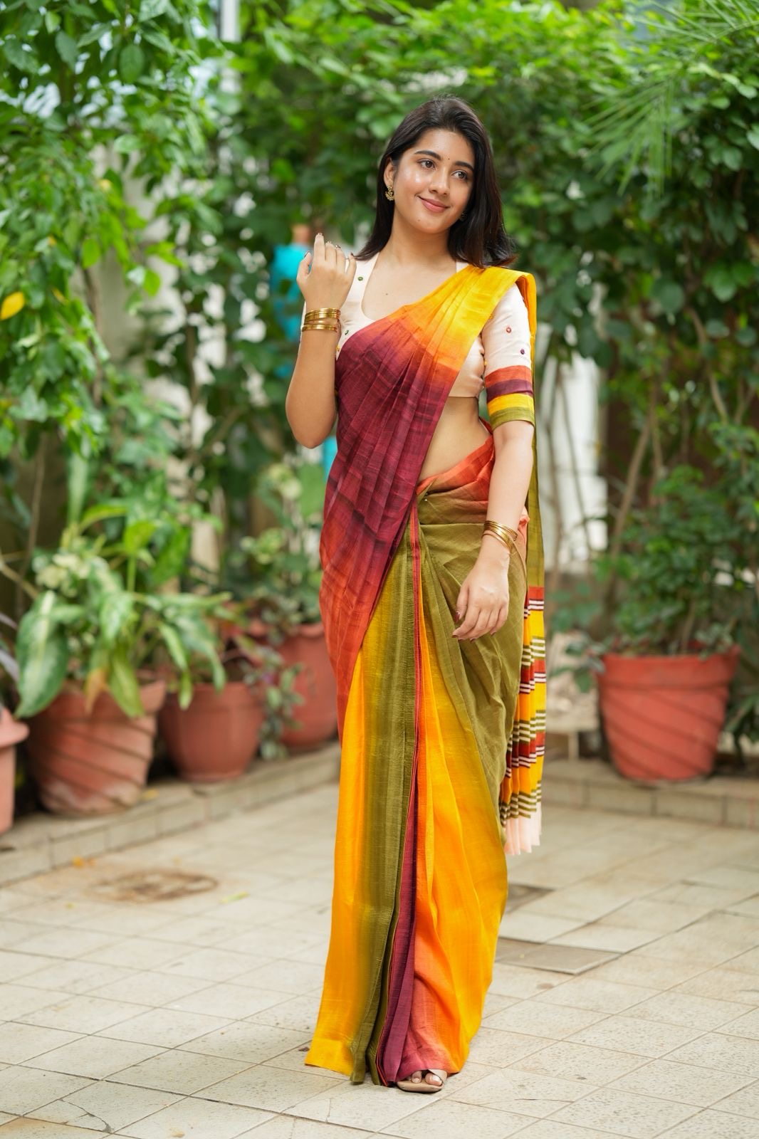 Multi pure tussar silk saree