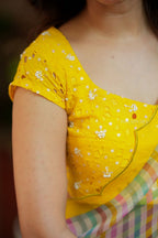 Multi viscose jute saree with hand work blouse