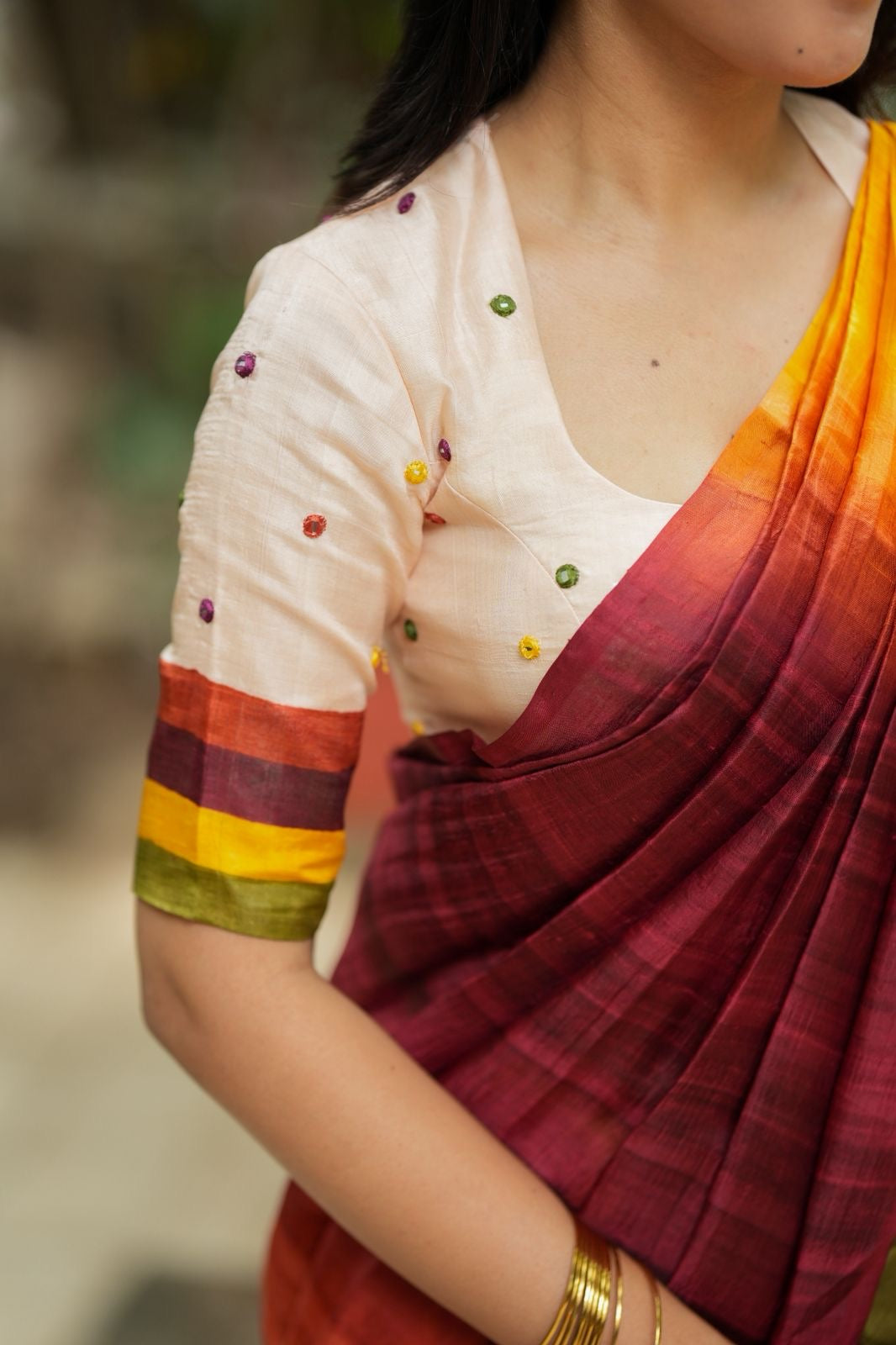 Multi pure tussar silk saree