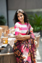 Deep brown soft organza saree with satin blouse