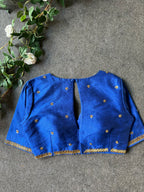Blue silk shoulder hand worked blouse