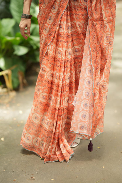 Brown floral hand work blouse (only blouse)