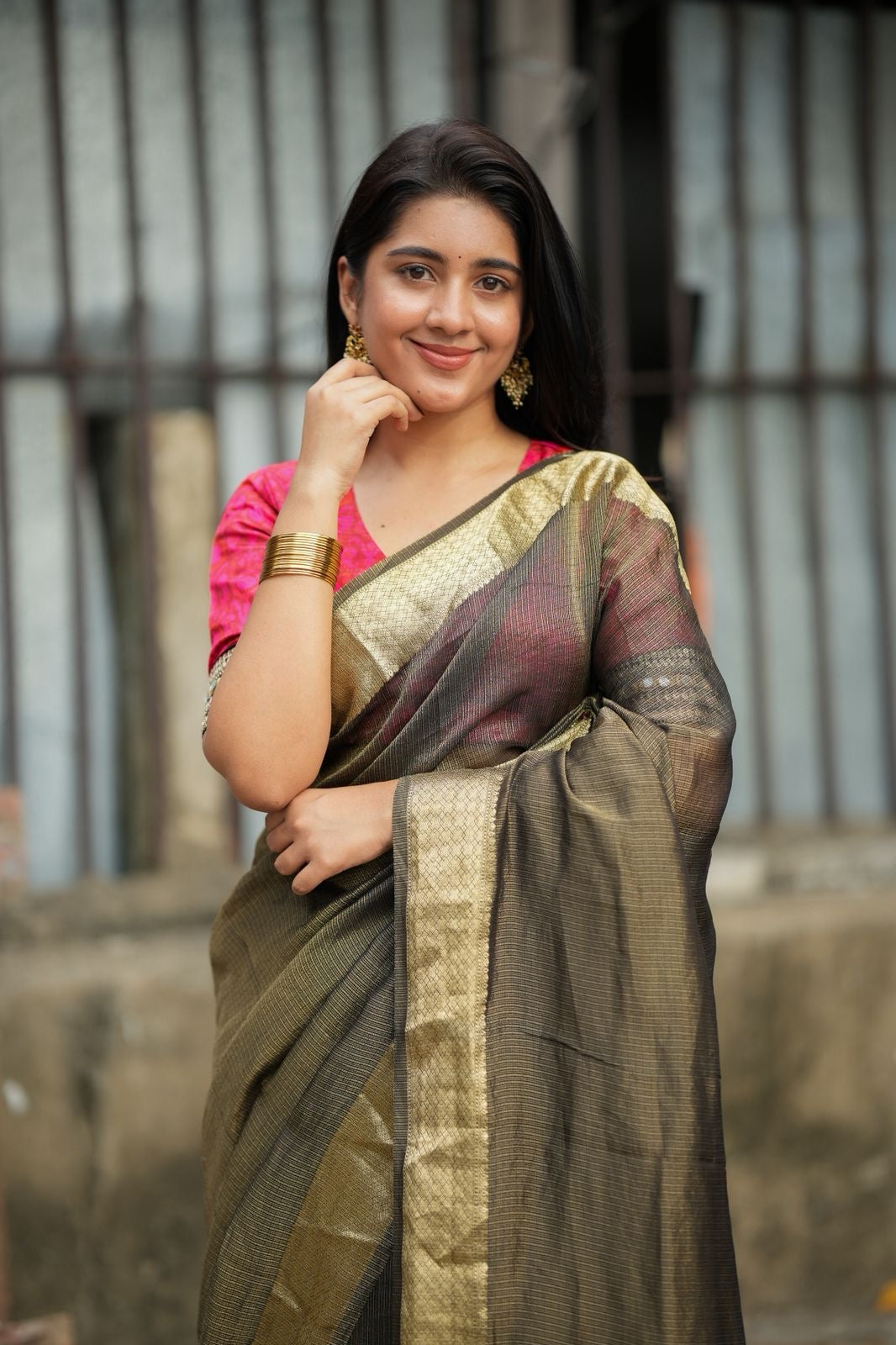 Pink ikkat hand work blouse (only blouse)