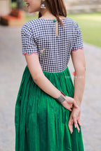 Grey green anarkali kurti set