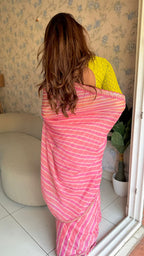 Pink lehariya printed saree (only saree)