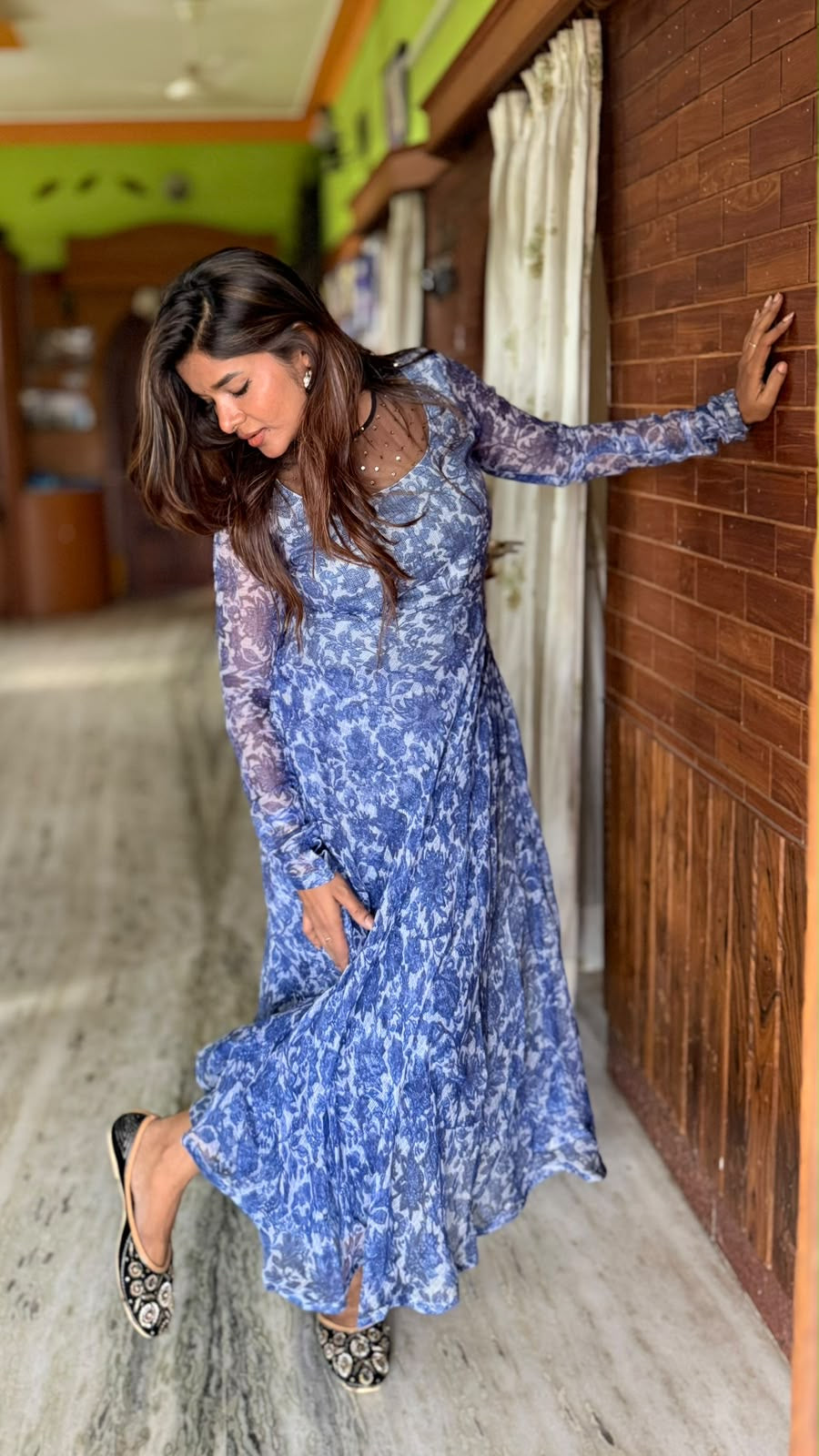 Blue handblock print kurtis