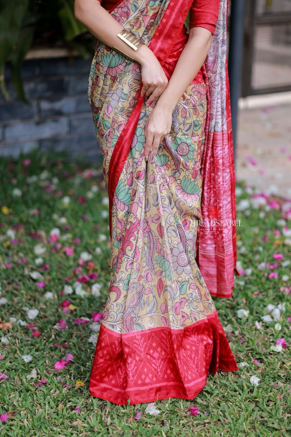 Fenu red kalamkari silk saree (only saree)