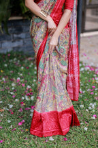 Fenu red kalamkari silk saree (only saree)