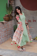 Green cotton 3 piece salwar set
