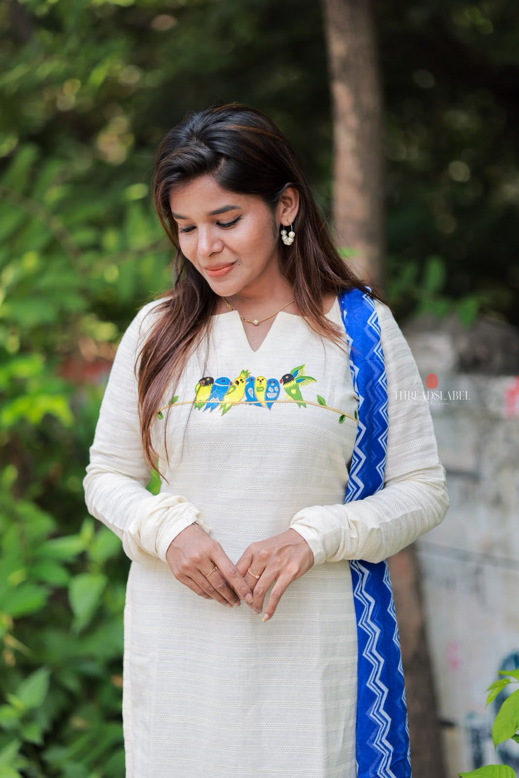 White cotton embroidery kurti