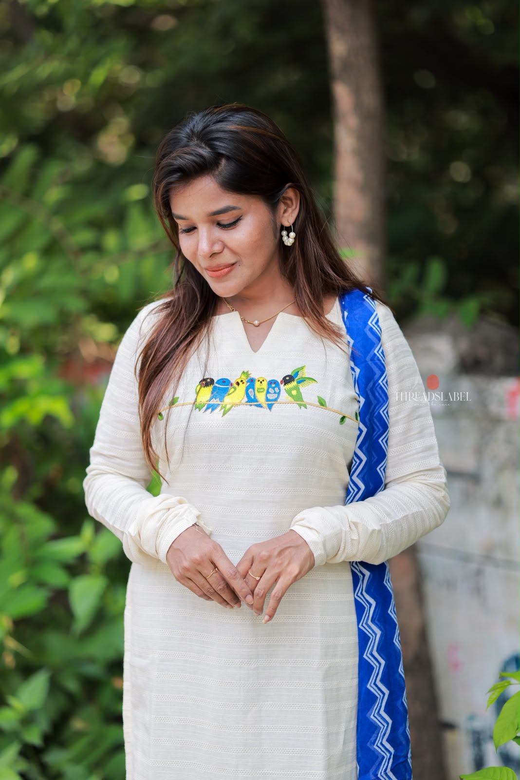White cotton embroidery kurti
