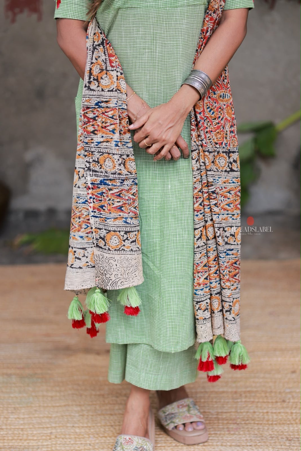 Green cotton 3 piece salwar set