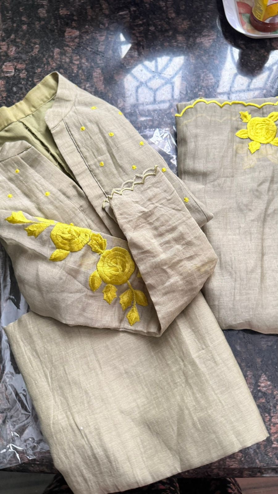 Apple green mul chanderi embroidery salwar