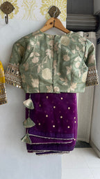 Pista green tissue banarasi mirror blouse (only blouse)