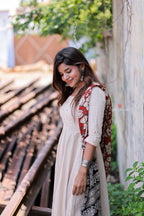 Cream cotton 3 piece Kurti set
