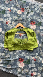 Green soft jute embroidered blouse (only blouse