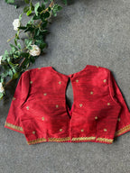 Maroon silk shoulder hand worked blouse
