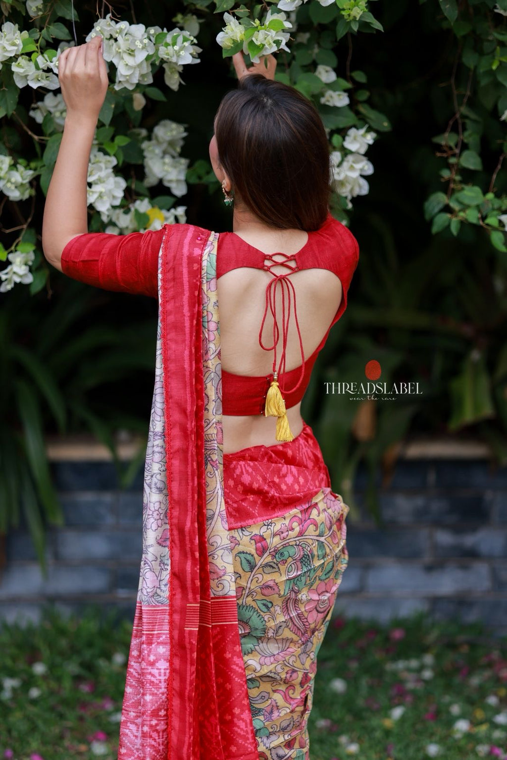 Fenu red kalamkari silk saree (only saree)