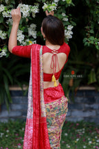 Fenu red kalamkari silk saree (only saree)