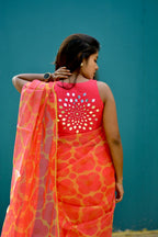Pink intricate mirror hand work blouse ( only blouse )