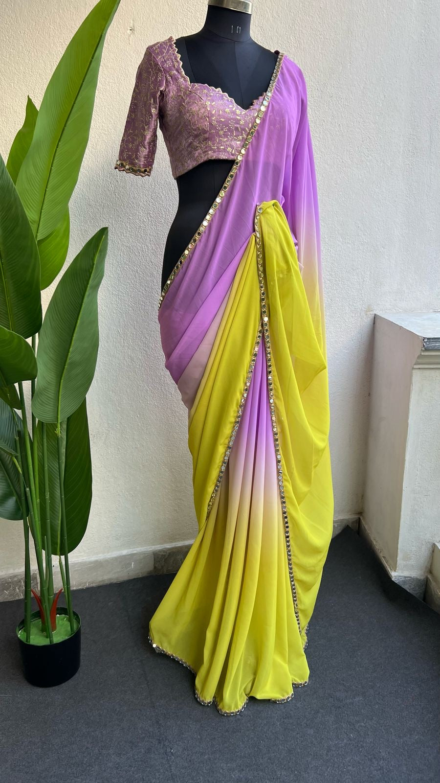 Purple Lavender embroidery handwork blouse