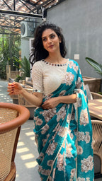 White cotton embroidery mirror work blouse (only blouse )