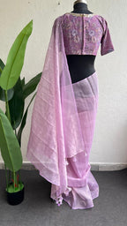Lavender georgette mirror floral blouse(only blouse)