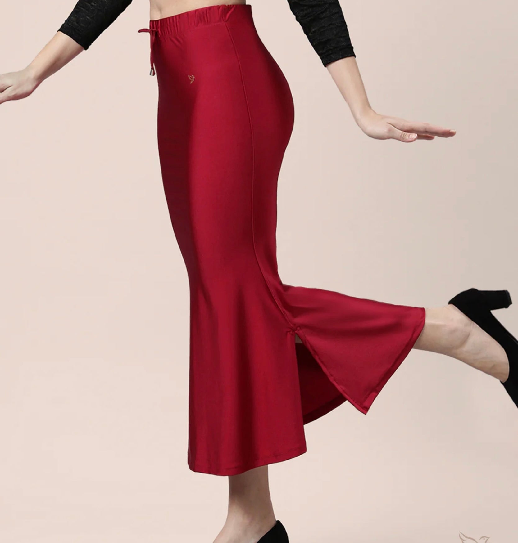 Red velvet Shimmer/satin women saree shape wear