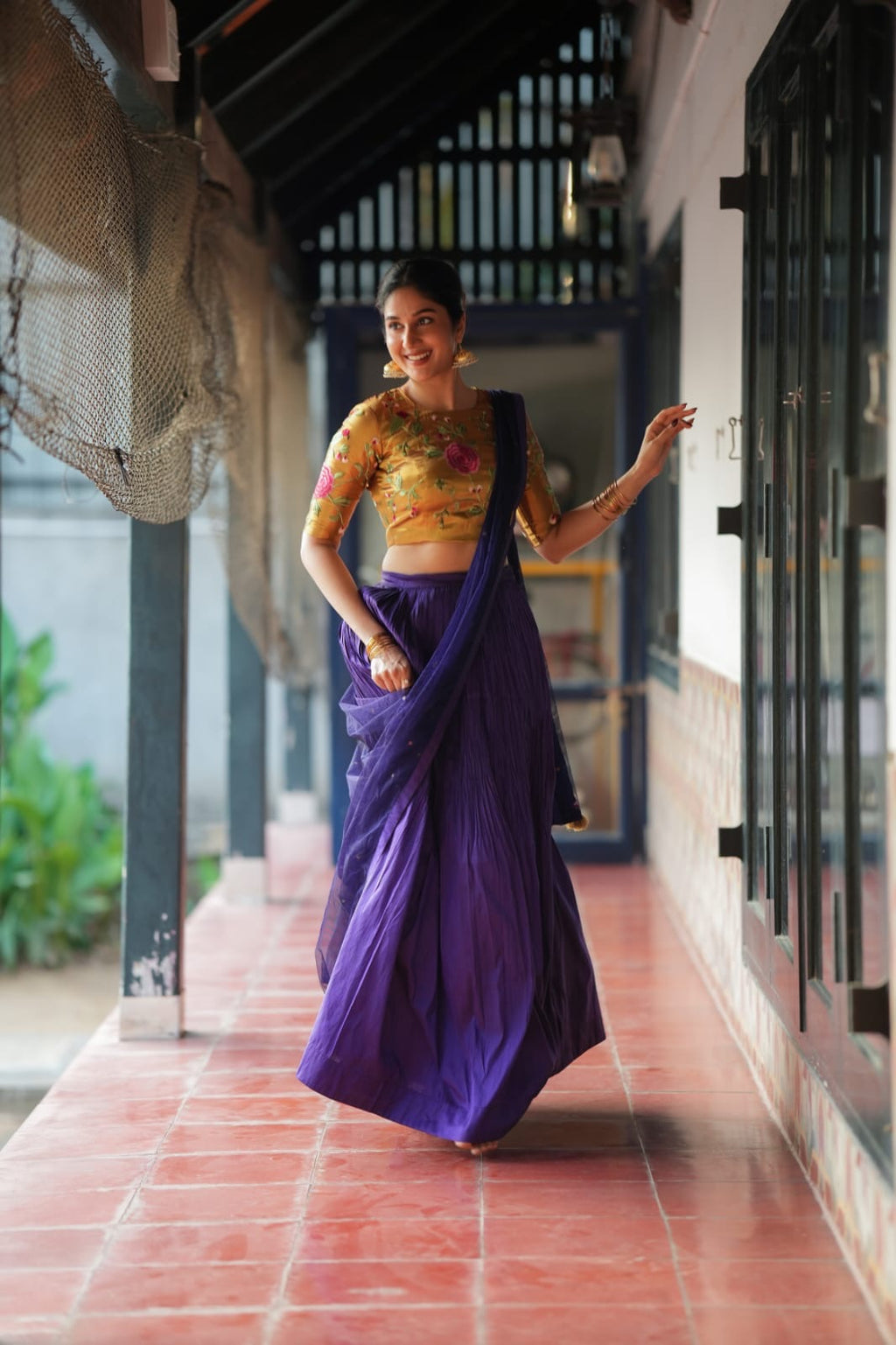 Purple gold embroidery lehenga