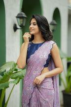 Midnight blue floral hand work blouse (only blouse)