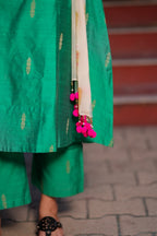 Green paisley zari woven kurti